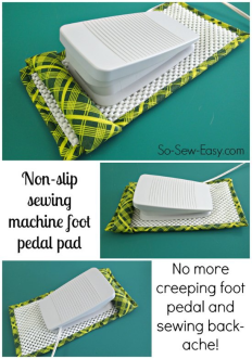 Sewing a Non-slip Sewing Machine Foot Pedal pad - by So Sew Easy - http://so-sew-easy.com/non-slip-sewing-machine-foot-pedal-pad/#